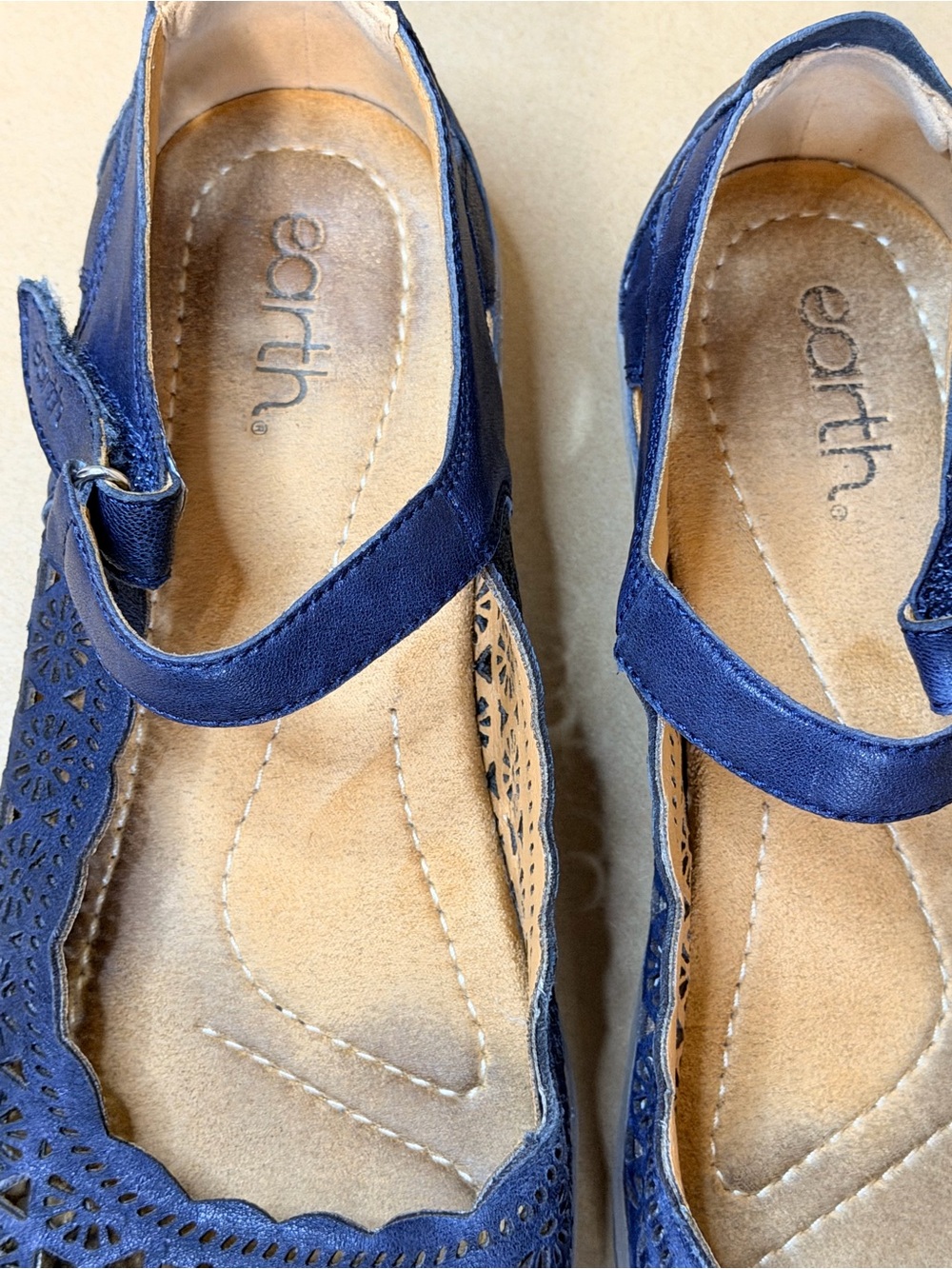 Earth Spirit Blue Mary Jane Casual Shoes Adjustable Strap Faux Leather Womens 9. - Picture 3 of 8